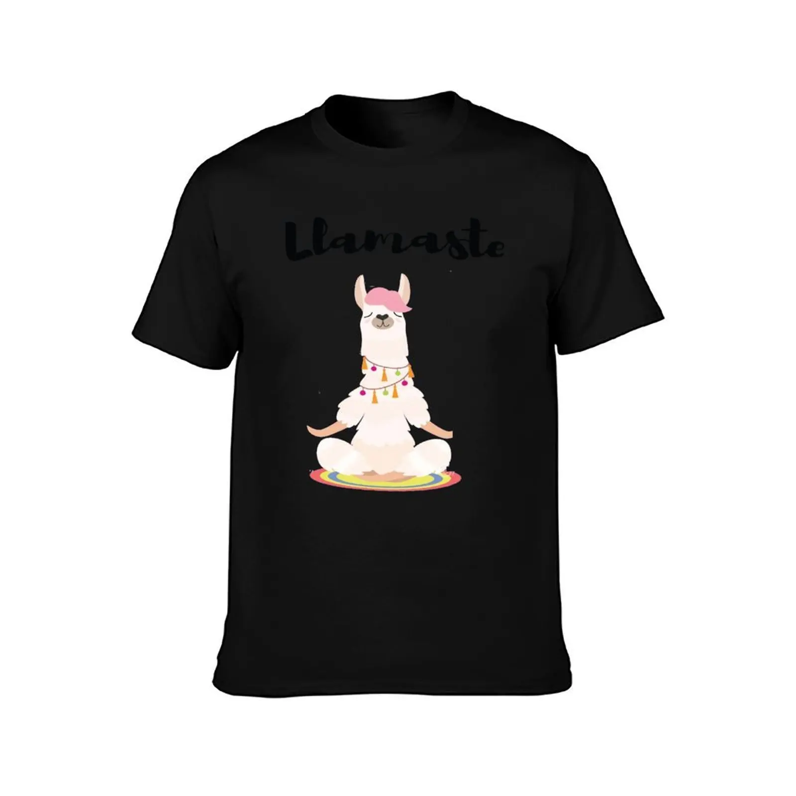 Llama Yoga Pose With Llamaste T-Shirt, Summer Casual Cotton Tee, Oversized Streetwear Tops, Vintage Graphic Print, 100% Cotton