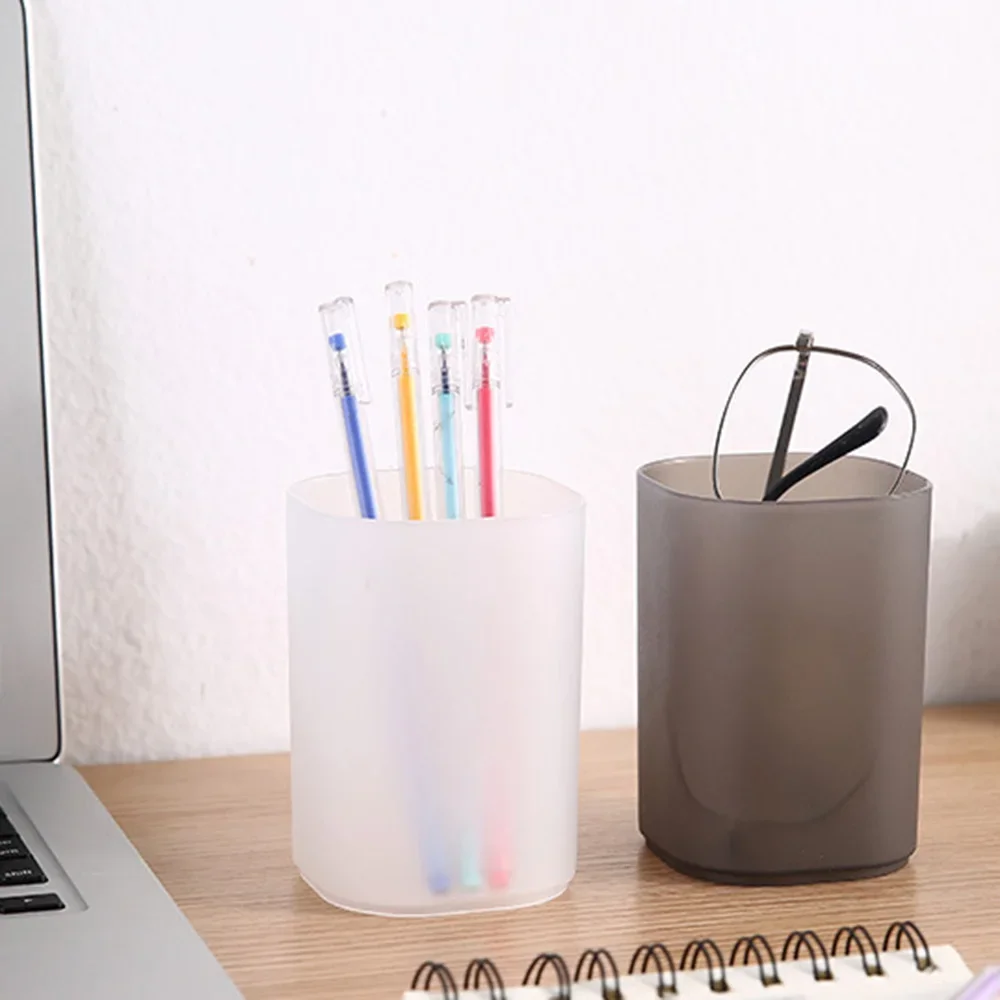 Simple Desktop Transparent Pen Holder Frosted Storage Box Multifunctional Storage Container Student Stationery SuppliesOrganizer