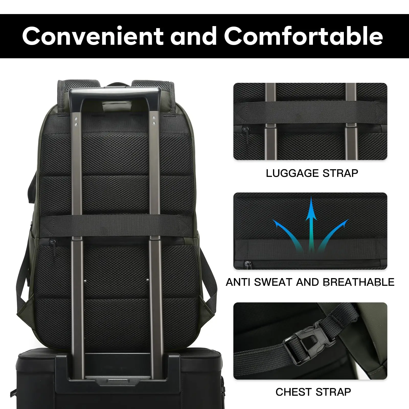 بانج أزياء بسيطة تصميم المرأة على ظهره مكافحة سرقة 15.6 بوصة محمول على ظهره للماء حقيبة السفر حقائب الظهر المدرسية #5