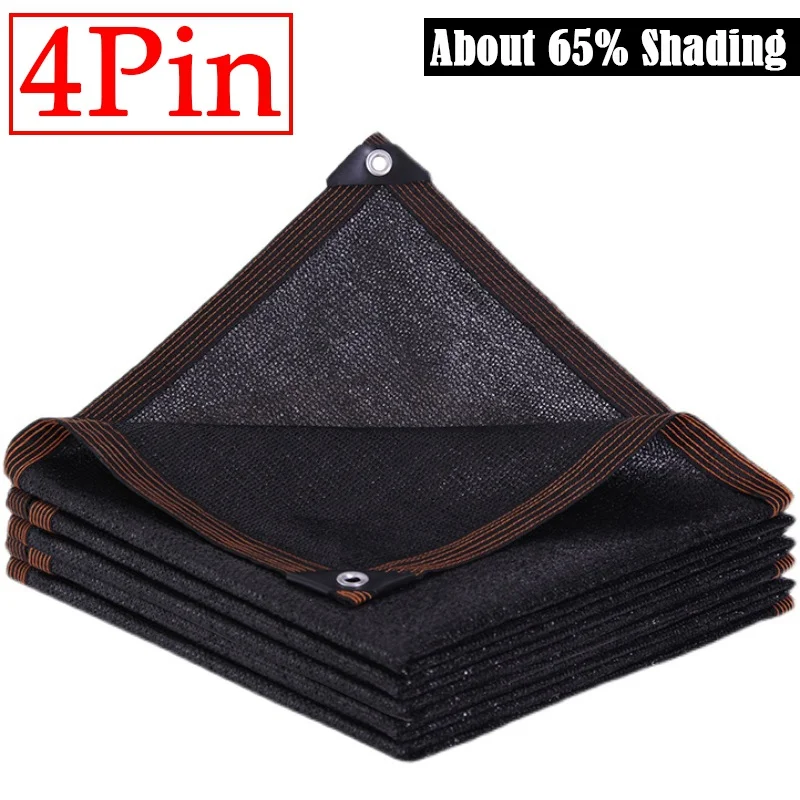 4Pin-65% shading Black Sunshade Net Anti-UV Garden Plants Sun Shelter Agriculture Greenhouse Shading Cover Outdoor Car Shed