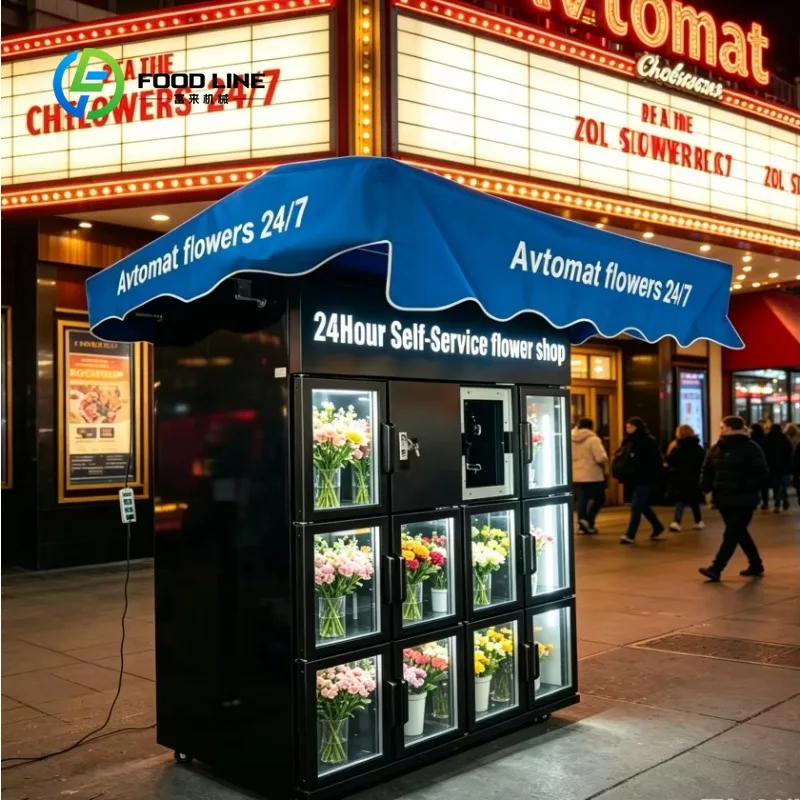 Customized multi‑goods refrigerated locker cabinet fresh‑preservation design for bouquet cake snack mixed retail operation