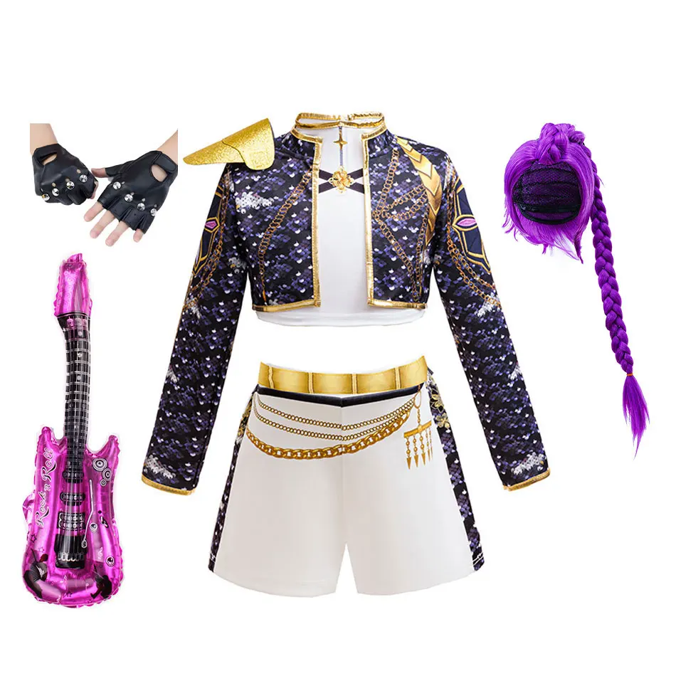 Koreanisches Idol-Kostüm mit goldenem Aufdruck, 3-teiliges Outfit, Bühnenjacke + Tanktop + Shorts, trendiges Mädchen-Band-Cosplay-Outfit, Street-Sänger-Uniform
