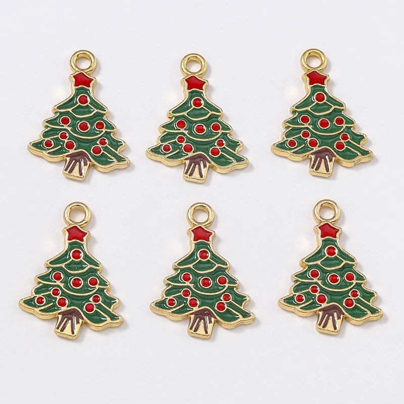 

Duarte 20Pcs/Lot Cute Enamel Christmas Tree Charms Pendants for Jewelry Making Drop Earrings Necklaces Accessories New Year Gift
