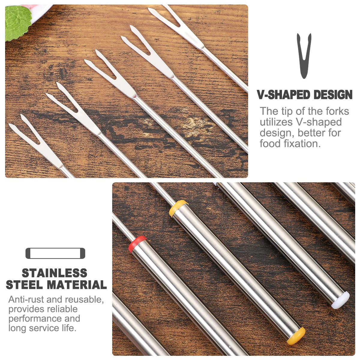 

12Pcs Stainless Steel Fondue Forks 24cm Long Body Heat Resistant Handle for Cheese Chocolate Fondue Fountain Roast Marshmallows