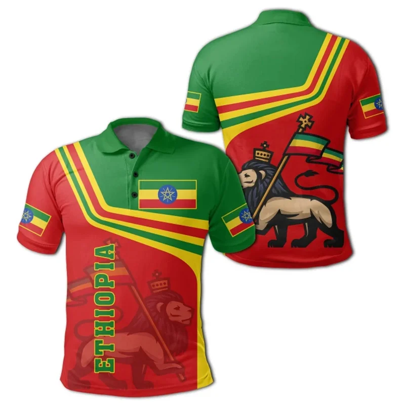 2024 New Africa Shirt Ethiopia Polo Shirt For Men Summer Ethnic Harajuku Shirts Women Slim Casual Polo Tshirts Streetwear Tops