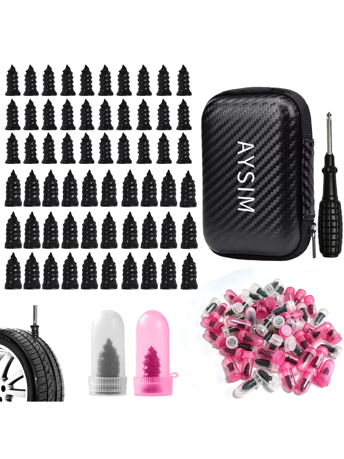 AliExpress AYSIM Easy DIY Spiral Tyre Repair Plugs Rubber Screw Nails Puncture Repair Tools for Car Motorcycle Bike Tubeless Tyres