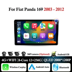Android Auto Carplay Car Radio Multimedia Player For Fiat Panda 169 2003 2004 2005 - 2012 GPS Navigation WiFi BT DSP Stereo
