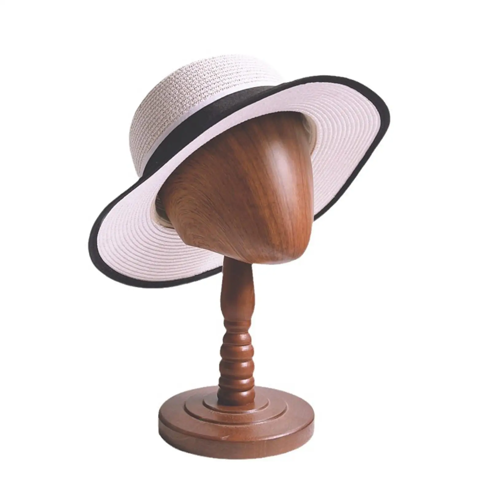 Wooden Mannequin Head Model Hat Hairpieces Display Stand Stable Base 14inch Tall Wood Material for Jewelry Accessories Sturdy