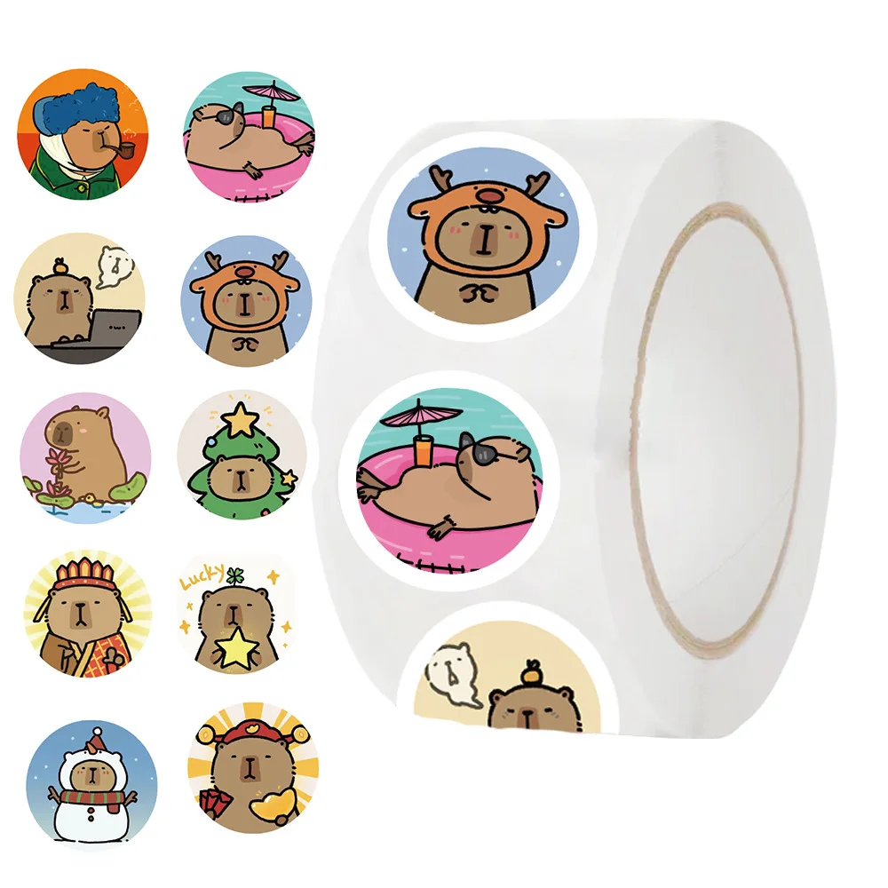 500Pcs/Roll Schattige Capibara Cartoon Graffiti Stickers Diy Phone Gitaar Laptop Notebook Koffer Waterdicht Sticker Kids Speelgoed