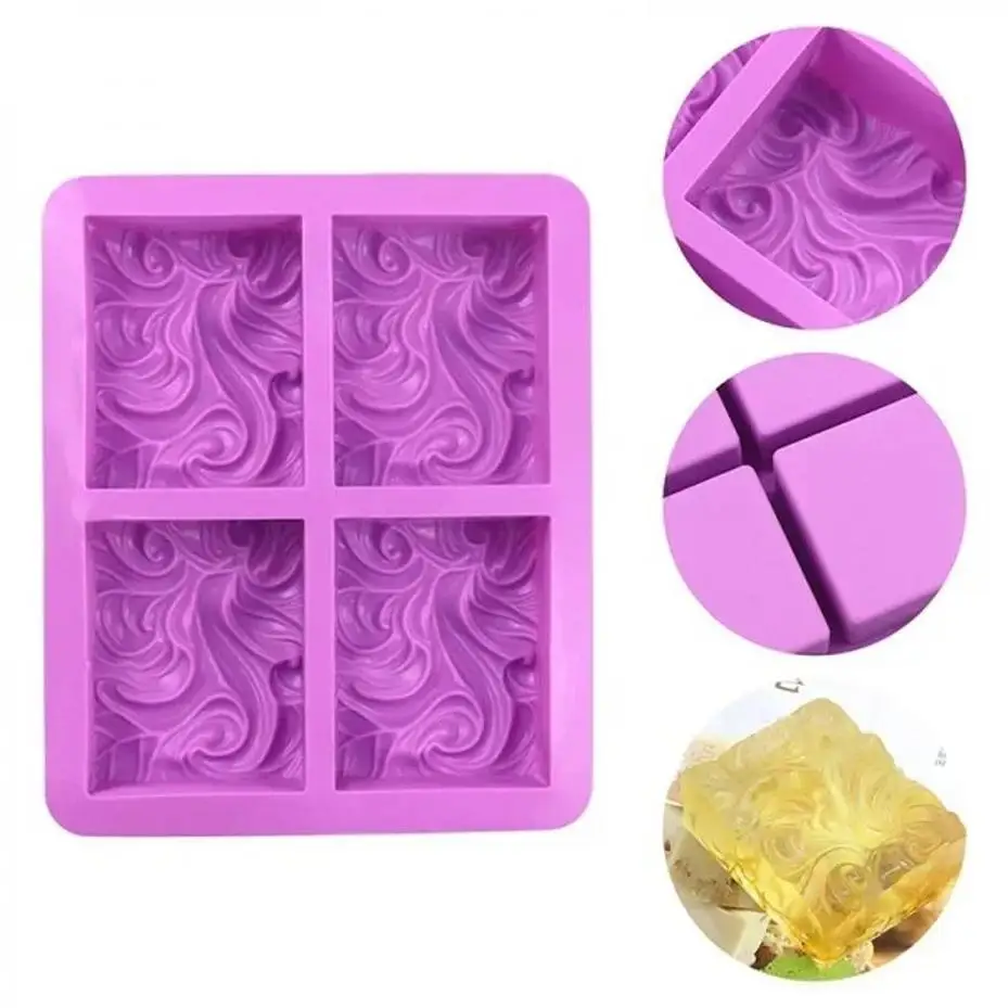 Creative 1 Pcs Cake Decoration Baking Tools 4 Cavity Flower Shaped Silicone DIY Handmade Soap Candle Cake Mold Crafts Soap Mould