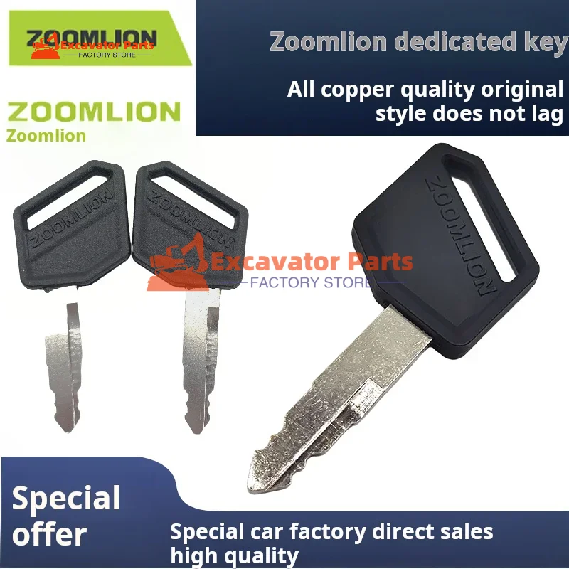 For Zoomlion key 60 75 135 205 215 230 260 360O pen door start key Excavator Parts