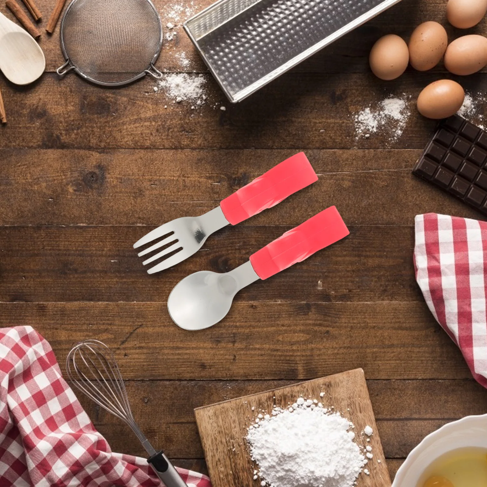 

2pcs Silicone Fork Spoon Set Eating Practice Utensils Food Grade Training Tableware For Dinning Tools