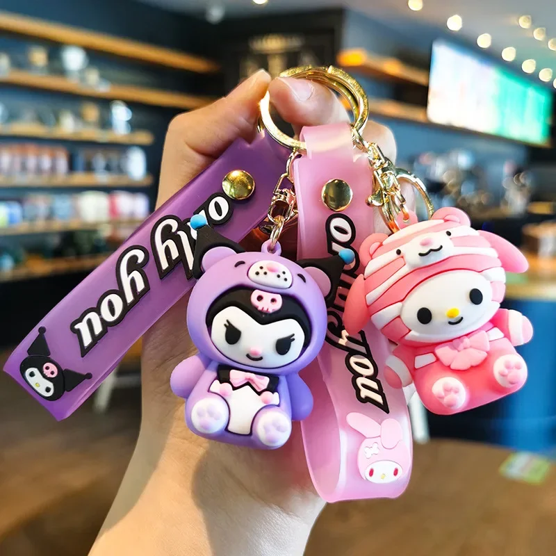 MINISO Sanrio Pochacco Hello Kitty Melody Cinnamoroll Kuromi Animal Cross-dressing Series Keychain Couple Bag Pendant Small Gift