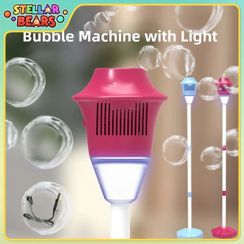 Lâmpada de rua máquina bolha totalmente automática brinquedo bolha com luzes festa ao ar livre elétrica soprando bolha varinha brinquedo das crianças presente