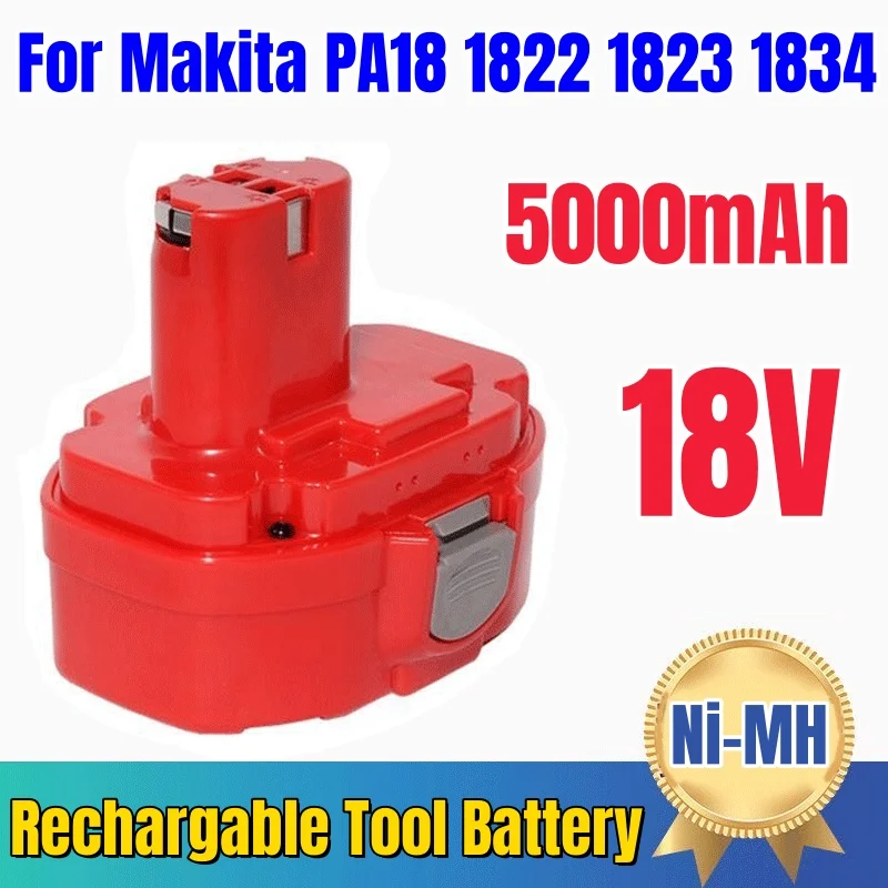 PA18 18V 5000Ah Battery for Makita 1822 1823 1835 6391D 6343D 4334D 8443D UB181D ML183 192826-5 Battery 18 Volt Tool