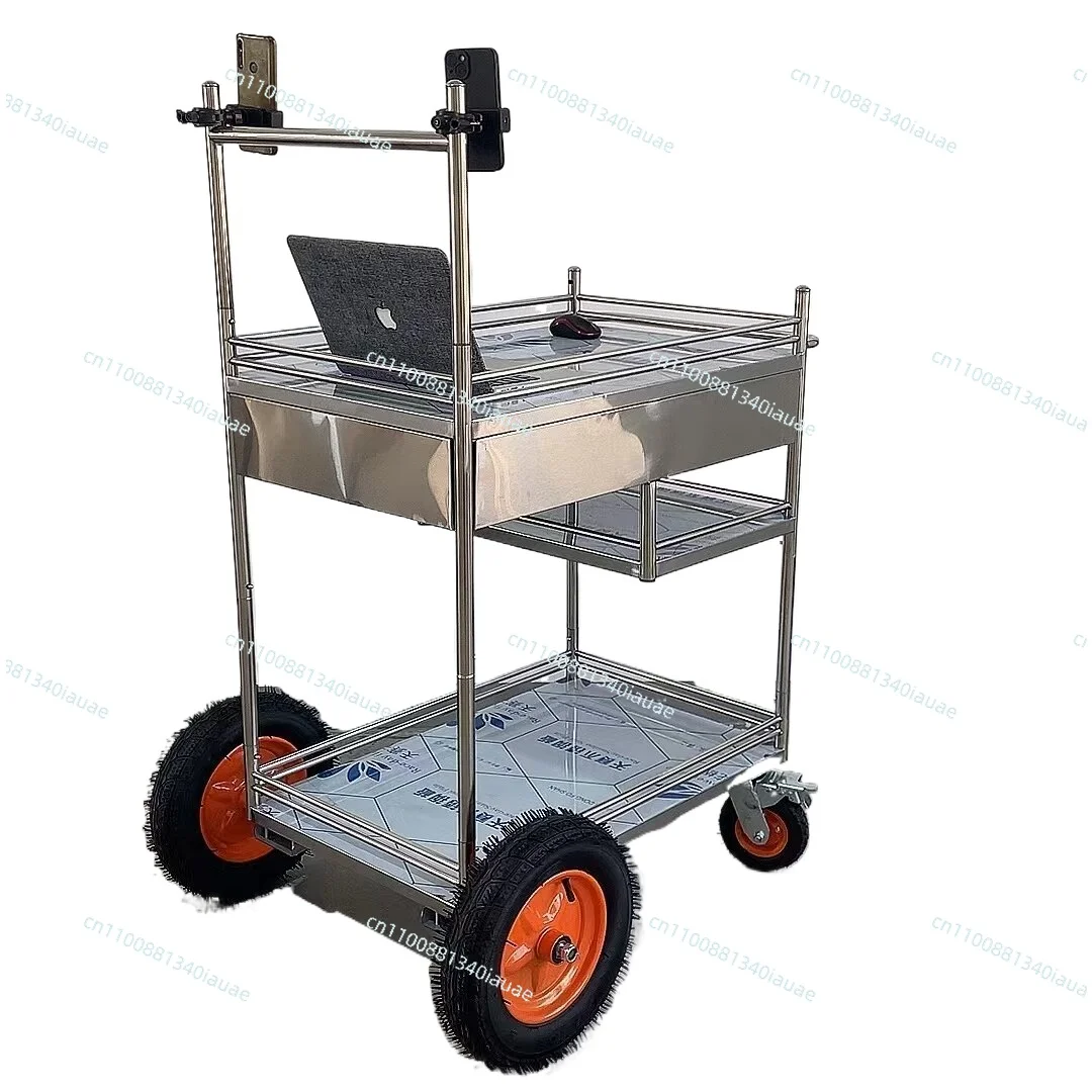 

Size Wheel Stainless Steel Removable Outdoor Internet Celebrity Live Stream Trolley with Wheels Portable
