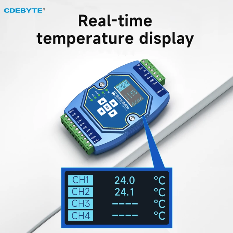 Temperature Acquisition Module 6-way Type K Thermocouple CDEBYTE ME31-XEXX0600 Ethernet RS485 With OLED Display Screen Modbus