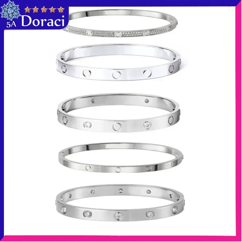 S925 Silver 5A High end New European and American Popular Nail Bracelet Personalized Fashion Screw Full Diamond Bullet Bracelet