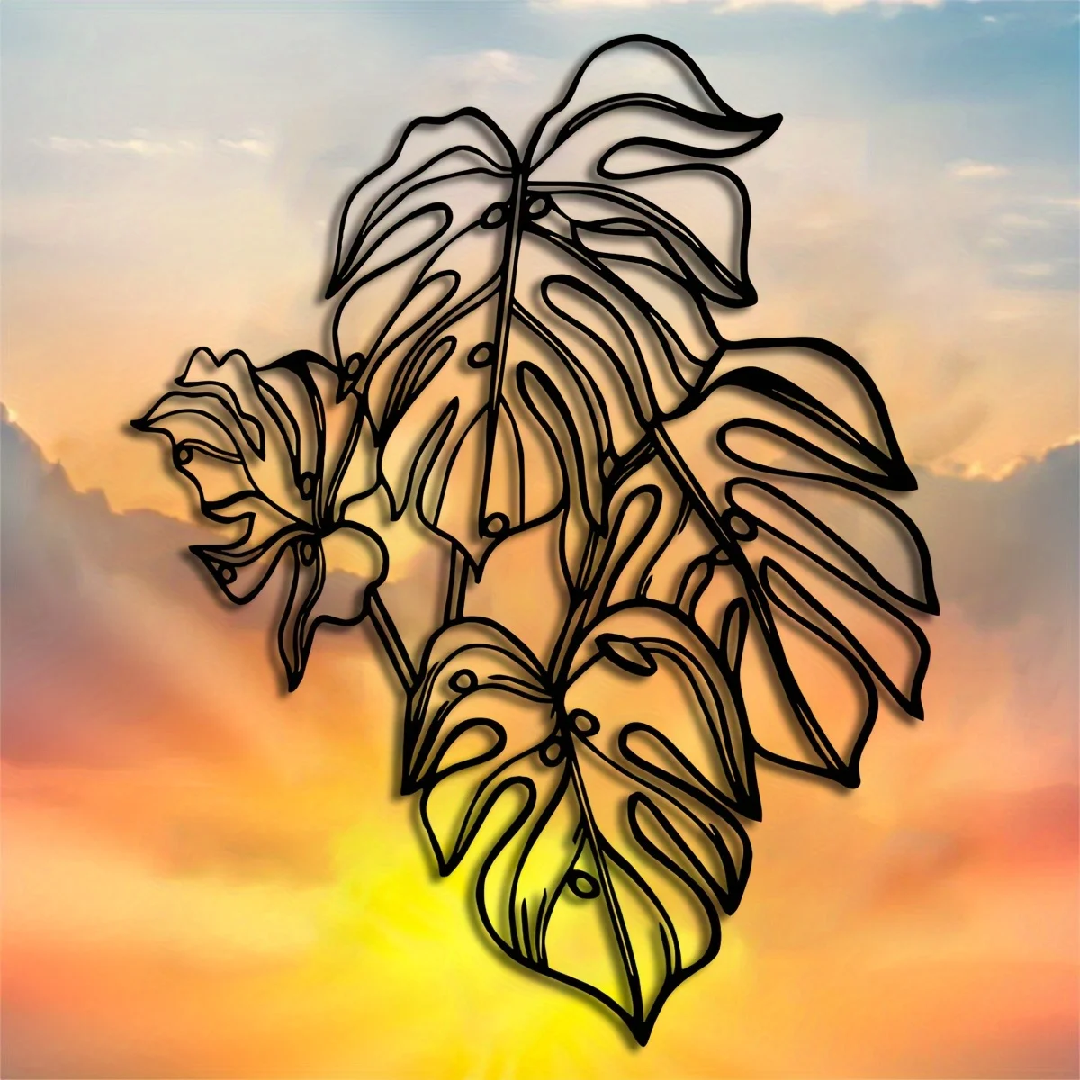 

Металлическое настенное украшение в виде листа монстеры, декор для стен в виде тропического растения из железа