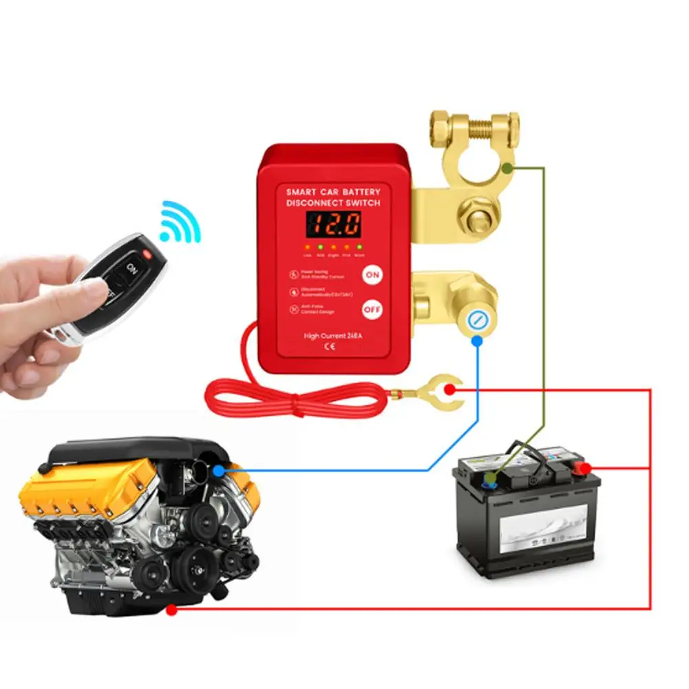 

12V24V Car Battery Power-off Switch Automatic Power Shut Off Switch With Led Voltage Display Remote Control Leakage Protection