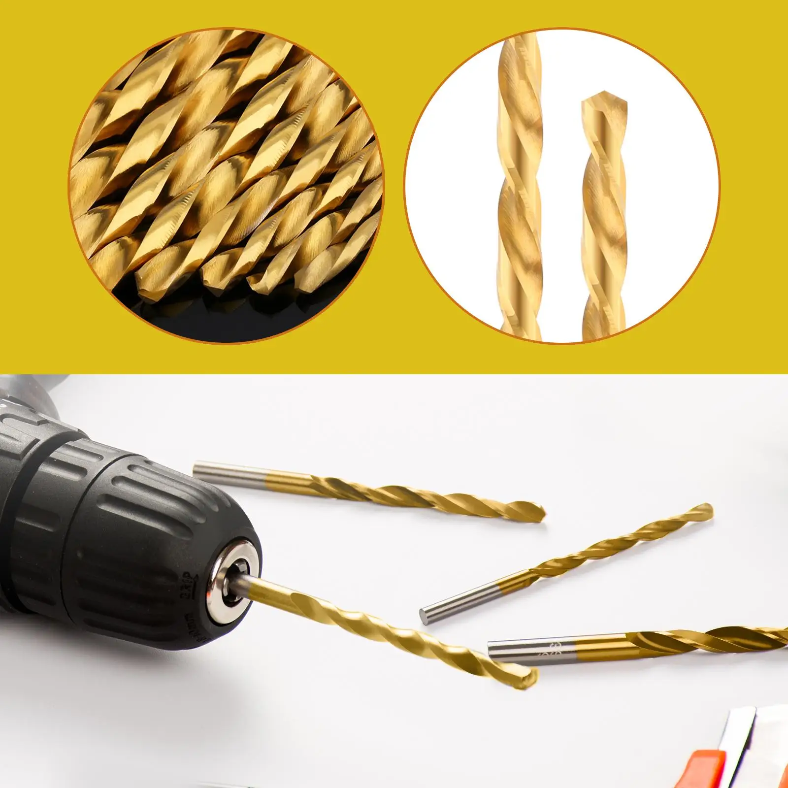 13pcs/set M2 HSS Titanium Nitride Coated Drill Bit Left Hand Chamfering Tool