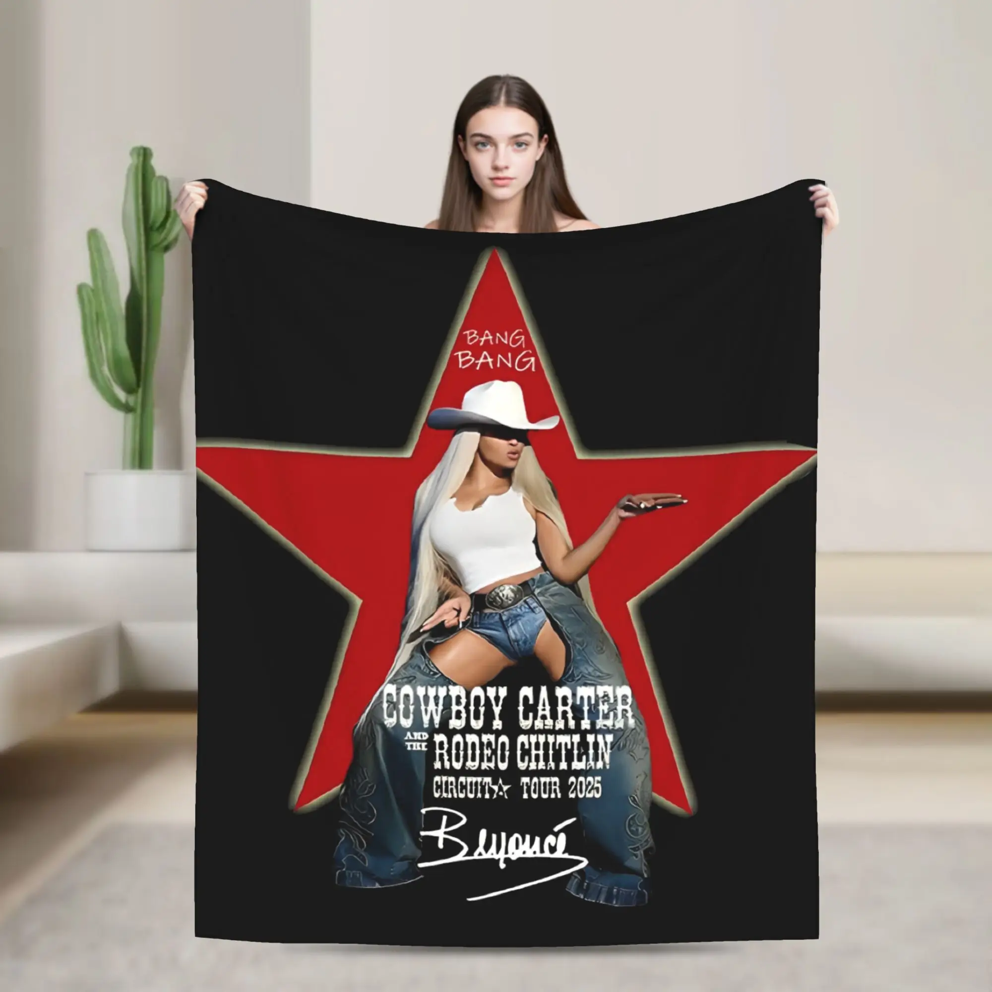 Super Soft Beyonce Cowboy Carter 2025 Tour Throw Blanket Premium Fleece Flannel Bed Blanket Cozy Plush Bedspread All Season Use