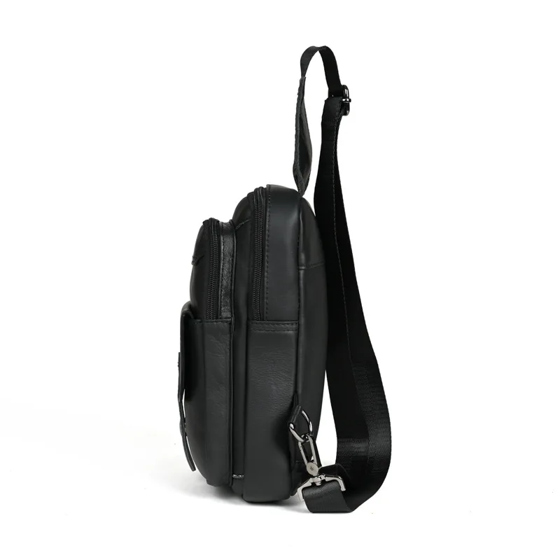 Sac de poitrine multifonctionnel en cuir véritable pour hommes, sac à bandoulière initié masculin, sac à dos tactique extérieur, grande capacité, mode de luxe