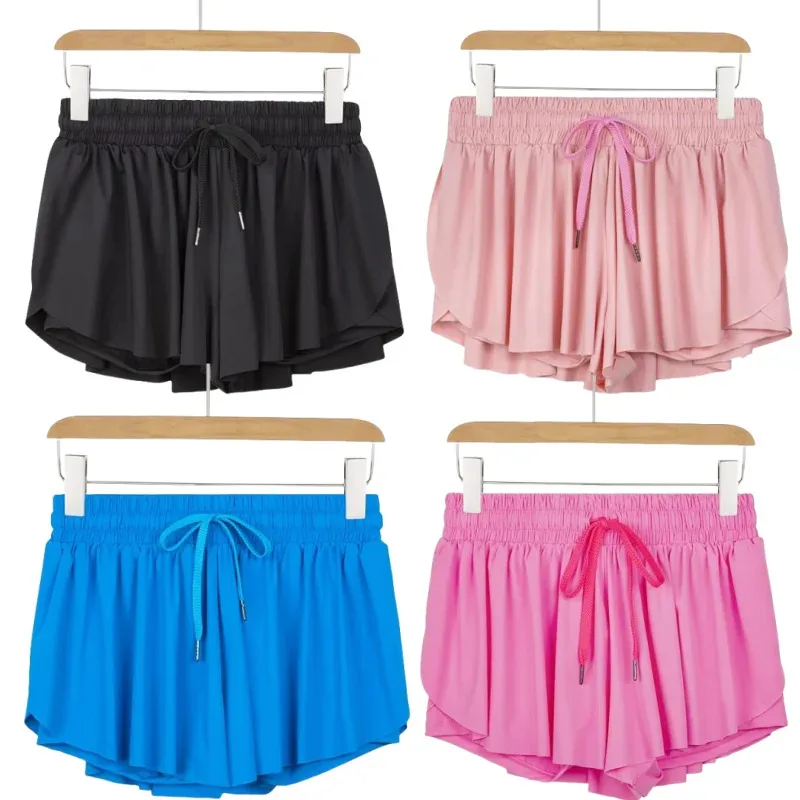 

Quick-dry sports shorts with pockets for women, workout pants, gym running, yoga, bike spandex shorts