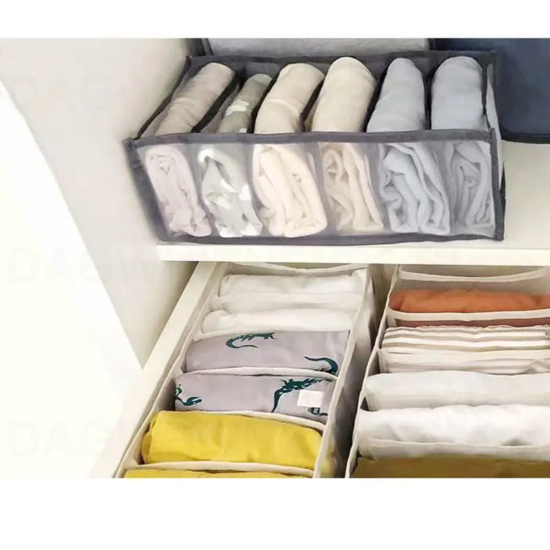 Dividers Drawer Wardrobe Home Clothes Jeans Storage Boxes Mesh Net Bag Organizer Foldable Underwear Baby Cloth Sock Pants u26