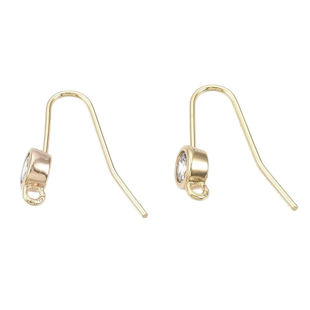 

2pcs Brass Micro Cubic Zirconia Ear Wire Earring Hooks Fish Hook Earring Setting with Loop Nickel Free Earring Jewelry Finding