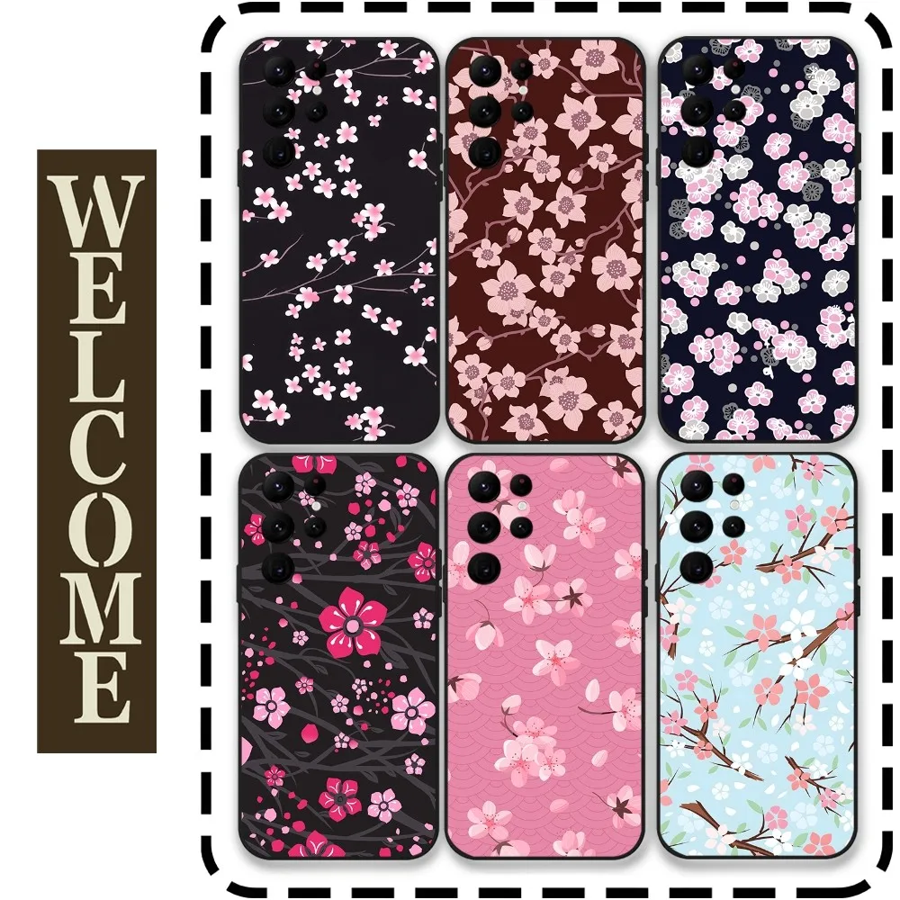 

Sakura Japan Cherry Branch Phone Case for Samsung Galaxy S24 Ultra S22 S23 Ultra S21 S20 5G Protective Silicone TPU Funda