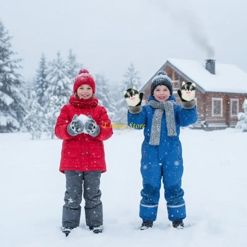 

N58F Animal Handwear Breathable Warm Gloves For Cold Weather Outdoor Activity Fit Family Members