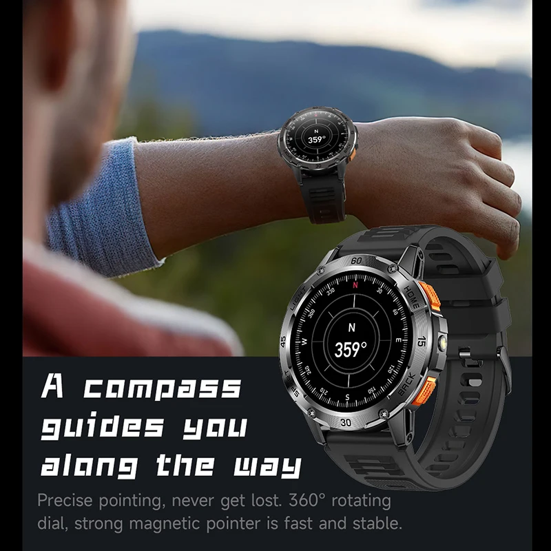 5ATM Torcia a LED Astuto Della Vigilanza Degli Uomini 100+ Modalità Sportive Monitor di Salute Uomo Orologi Chiamata Bluetooth Uomini Smartwatch per Android ios