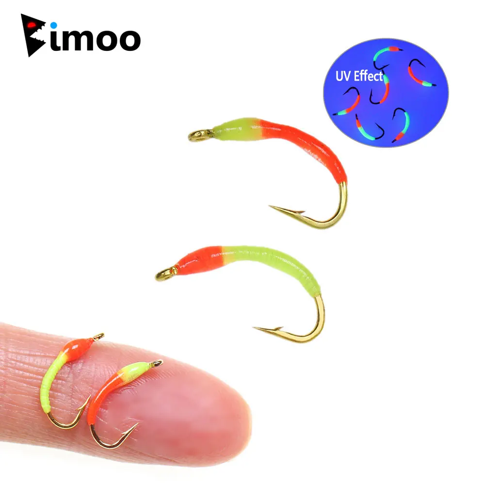 Bimoo 6 piezas # 12 Señuelos de Pesca Fluorescentes de Epoxi con Sonido para Mosca, Señuelos Artificiales de Buzzer Midge para Trucha, Pescado Blanco y Panfish