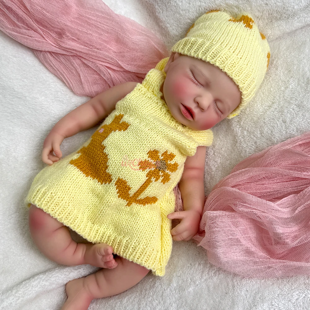 Mini 12" Open Mouth Reborn Baby Doll Lifelike Soft Solid Silicone Doll Full Silicone Washable Body Girl Birthday Christmas Gift