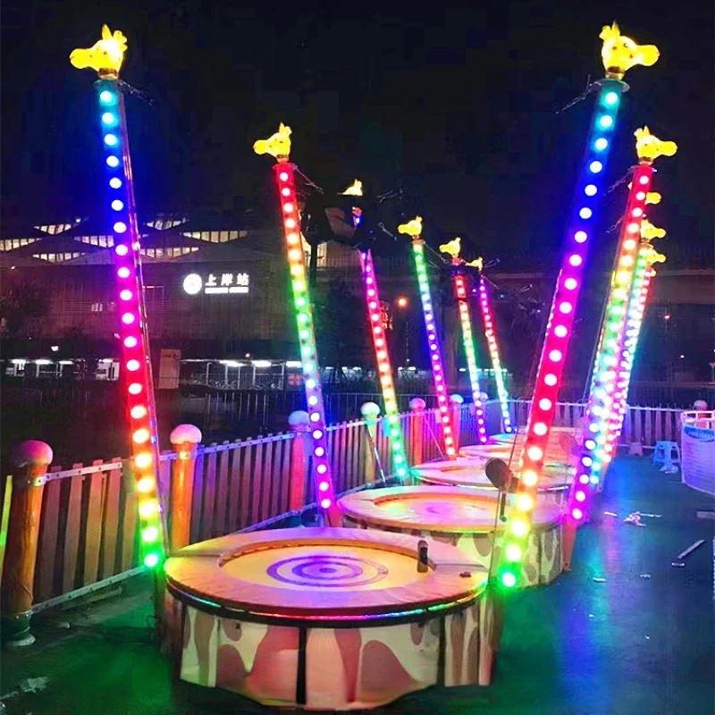 Giraffe luminous trampoline four person color lamp trampoline revolving lift flying chair flying bungee