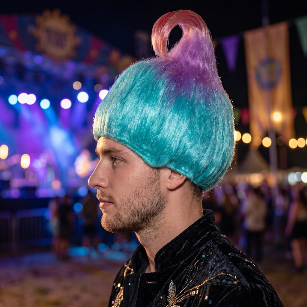 Blue Purple Pointed Top Wig Carnival Pride Parade Costume  Adult Pointed Tower Wig Music Festival Stage Funny Look