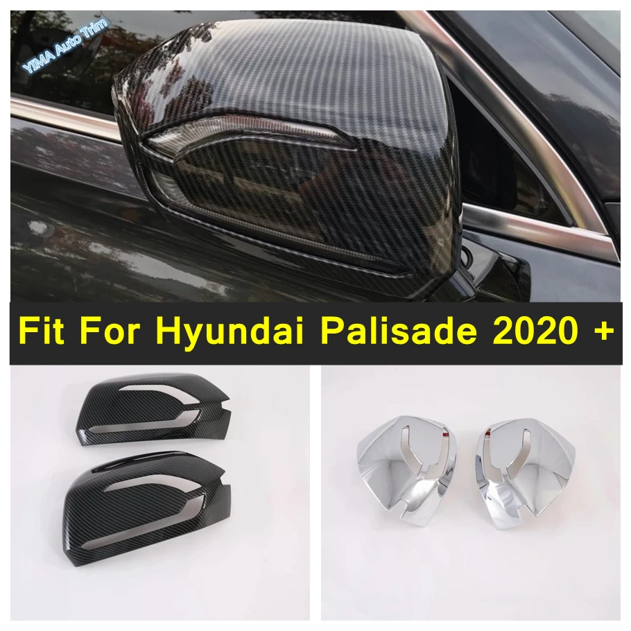 

Car Door Rearview Side Mirror Decor Panel Cover Trim For Hyundai Palisade 2020 - 2023 Carbon Fiber / Shiny Exterior Accessories