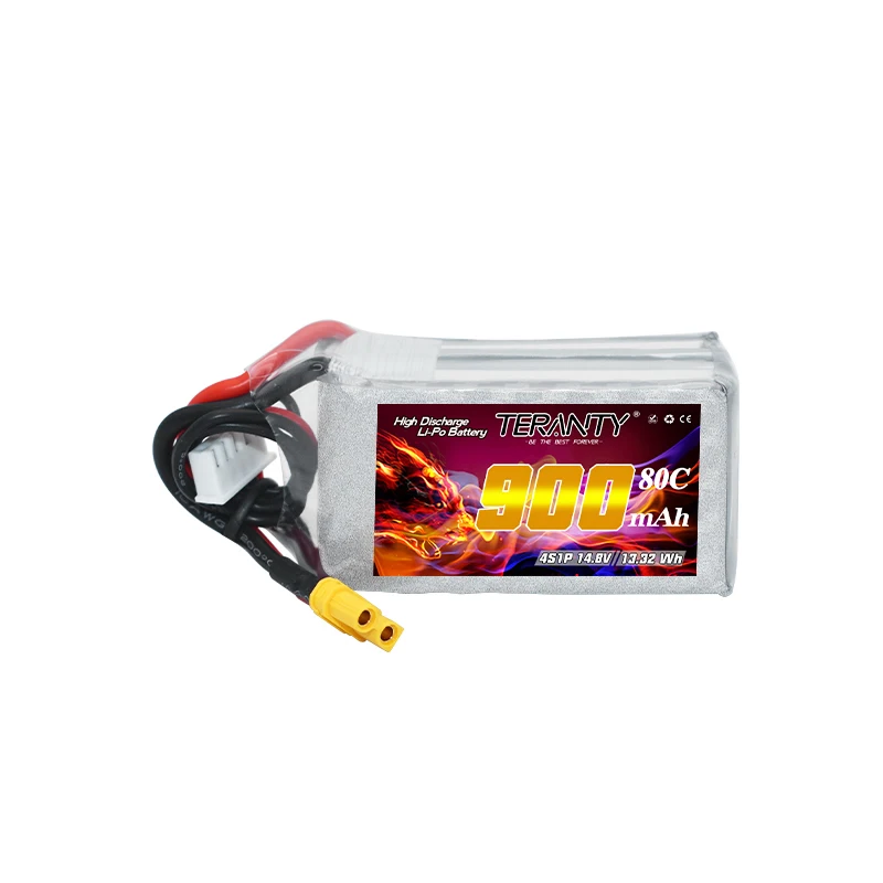 Upgraded 900mAh TREANTY 4S 14.8V Lipo Battery For RC Helicopter Quadcopter FPV Racing Drone Parts 80C/160C Rechargeable Battery