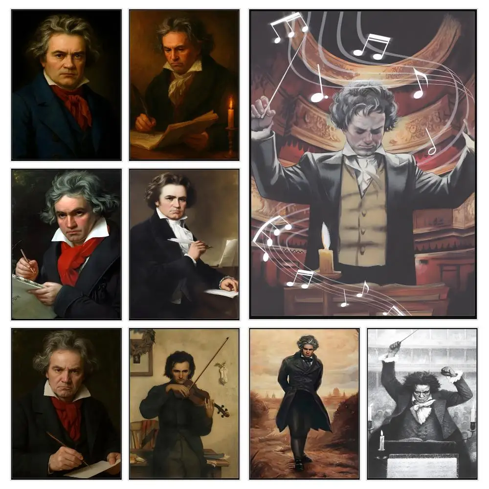 Classical Composer Ludwig van Beethoven Poster Trendy Aesthetic Wall Decor for Dorm & Bedroom