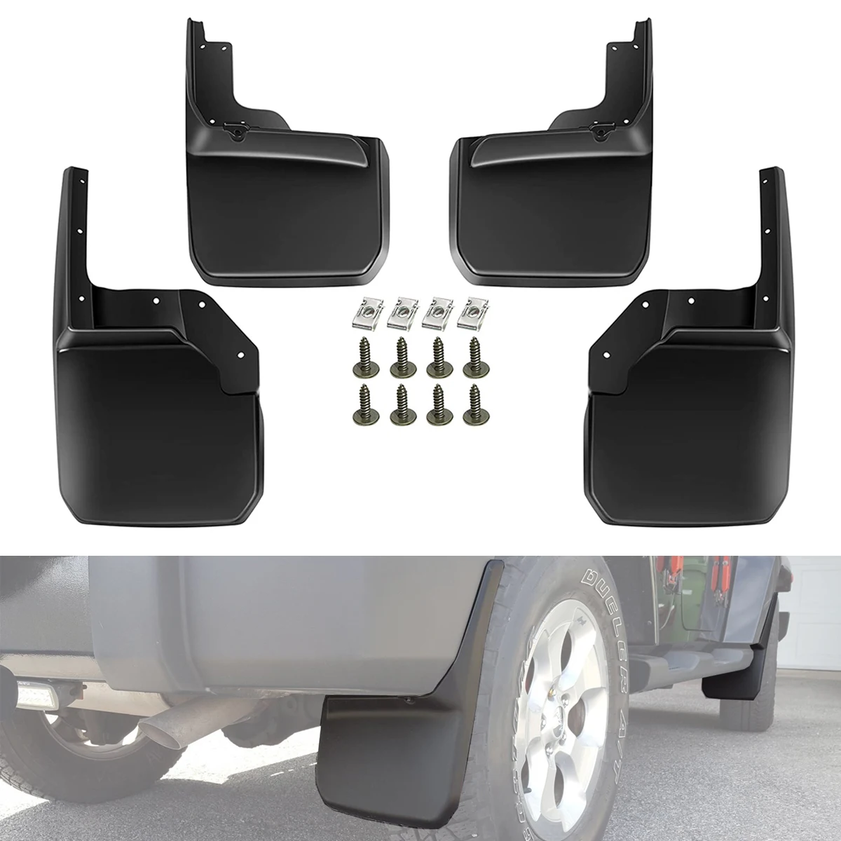 

Car Mud Flaps Front Rear Splash Flare Guard Mudguard For Jeep Wrangler JK JKU 2007-2017