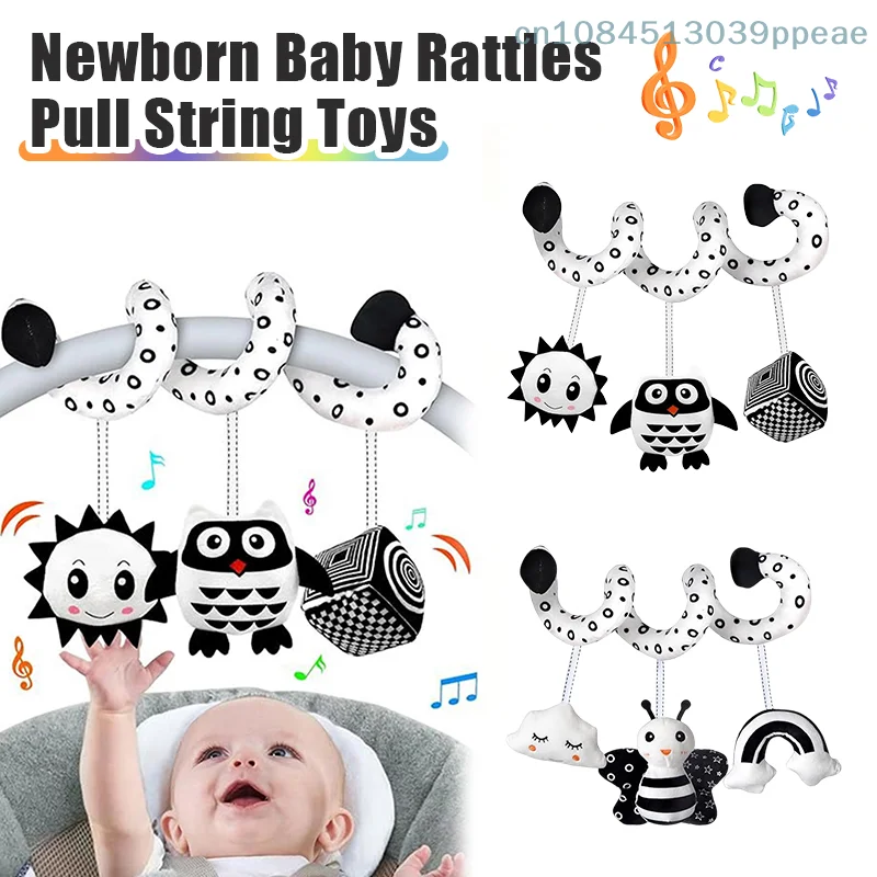 Sonajeros colgantes para cuna de bebé, juguetes para asiento de coche, cuerda para tirar, juguetes colgantes para cama de bebé, juguetes de peluche en espiral para actividades infantiles, regalos para chico