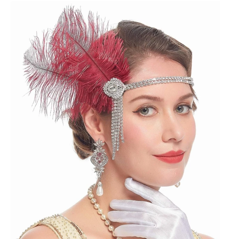 Flapper แถบคาดศีรษะ Gatsby Headpiece 20s Art อุปกรณ์เสริมผมแถบคาดศีรษะ Dropship