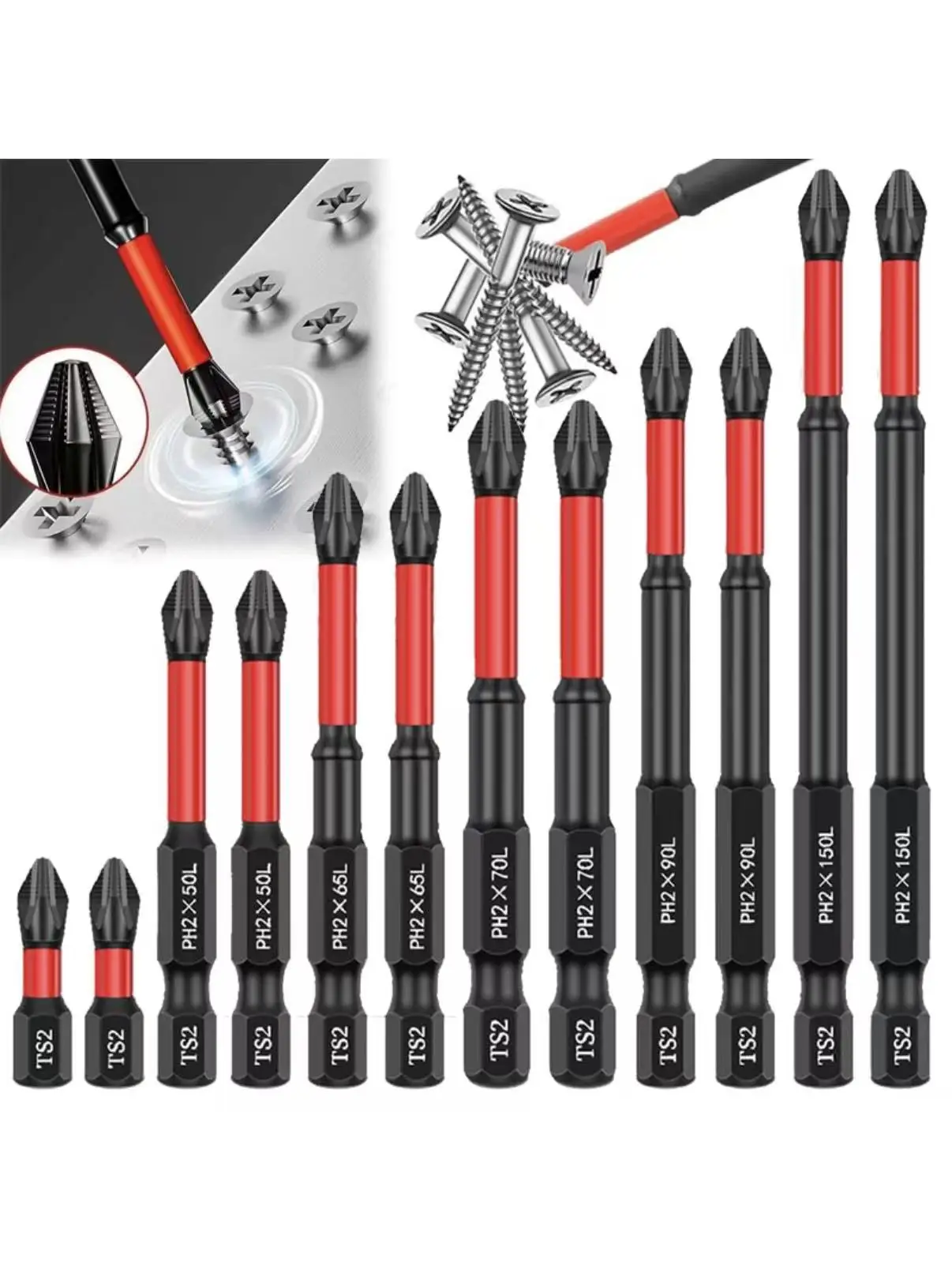 

Magnetic Impact Phillips Bit Anti-Slip Impact Long Screwdriver Bit Set Hex Shank Cross Impact Driver Bit for Power Drilling