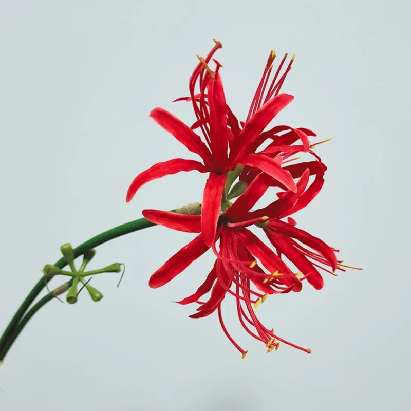 Red Spider Lilies Artificial Flowers Beautiful Silk Flower Branch Fake Lycoris Flower Wedding Home Decor Photography Props