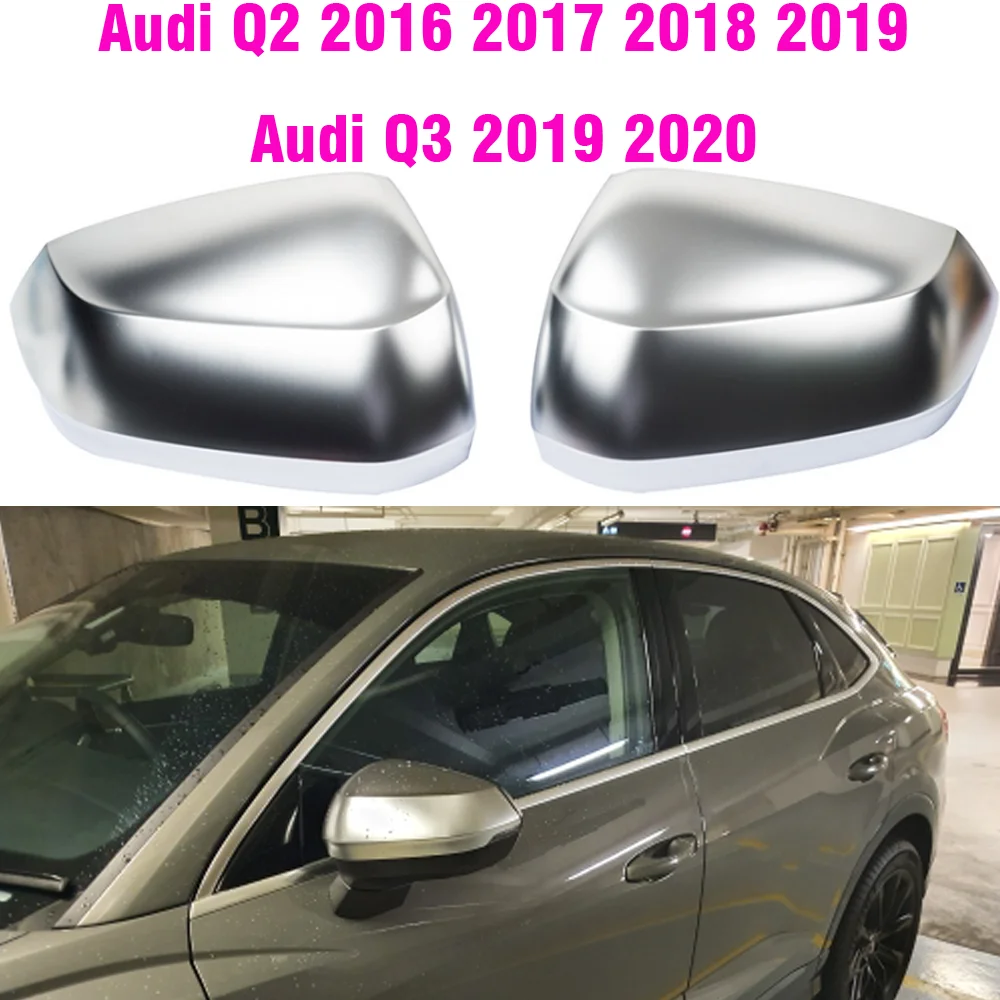 ABS Matt Chrome Mirror Cover Case Rearview Side Mirror Cap S Line For Audi Q2 Q3 2019 2020