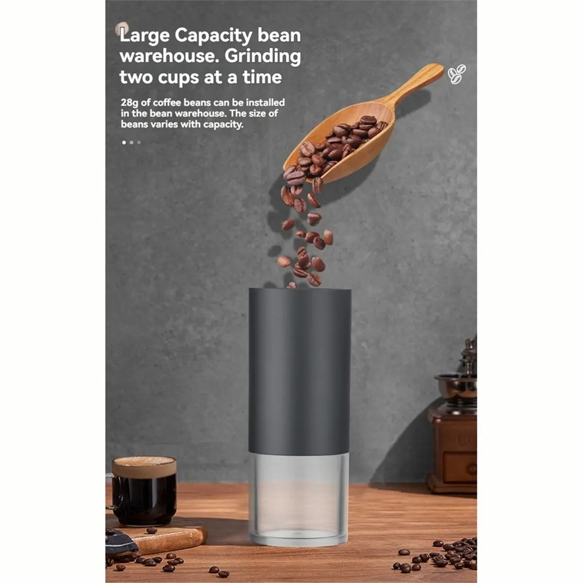 Portable Manual Coffee Grinder with Adjustable Coarseness Stainless Steel Burr Hand Coffee Bean Grinder for Travel Home
