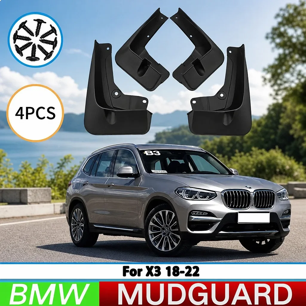 

For BMW X3 2018-2022 Mud Flaps Splash Guards Front Rear Wheel Fender 4pcs Car Accessories