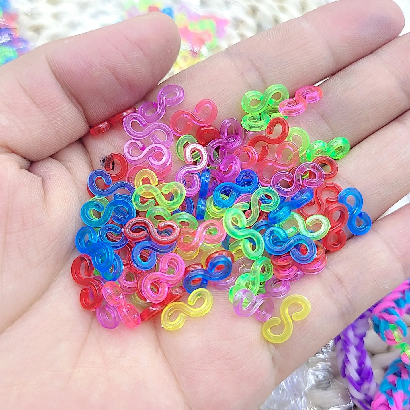 50Pcs/100Pcs/300Pcs S-Shaped Rubber Band Clips, [Rubber Bands Not Included], Handmade Bracelet Hooks, DIY Friendship Bracelet Making Refill Kit, DIY Crafts