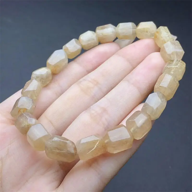 Natural Freeform Devil Hair Quartz Bracelet Women Fashion Reiki Round Stone Strand Bangles Summer Jewelry Gift 1PCS